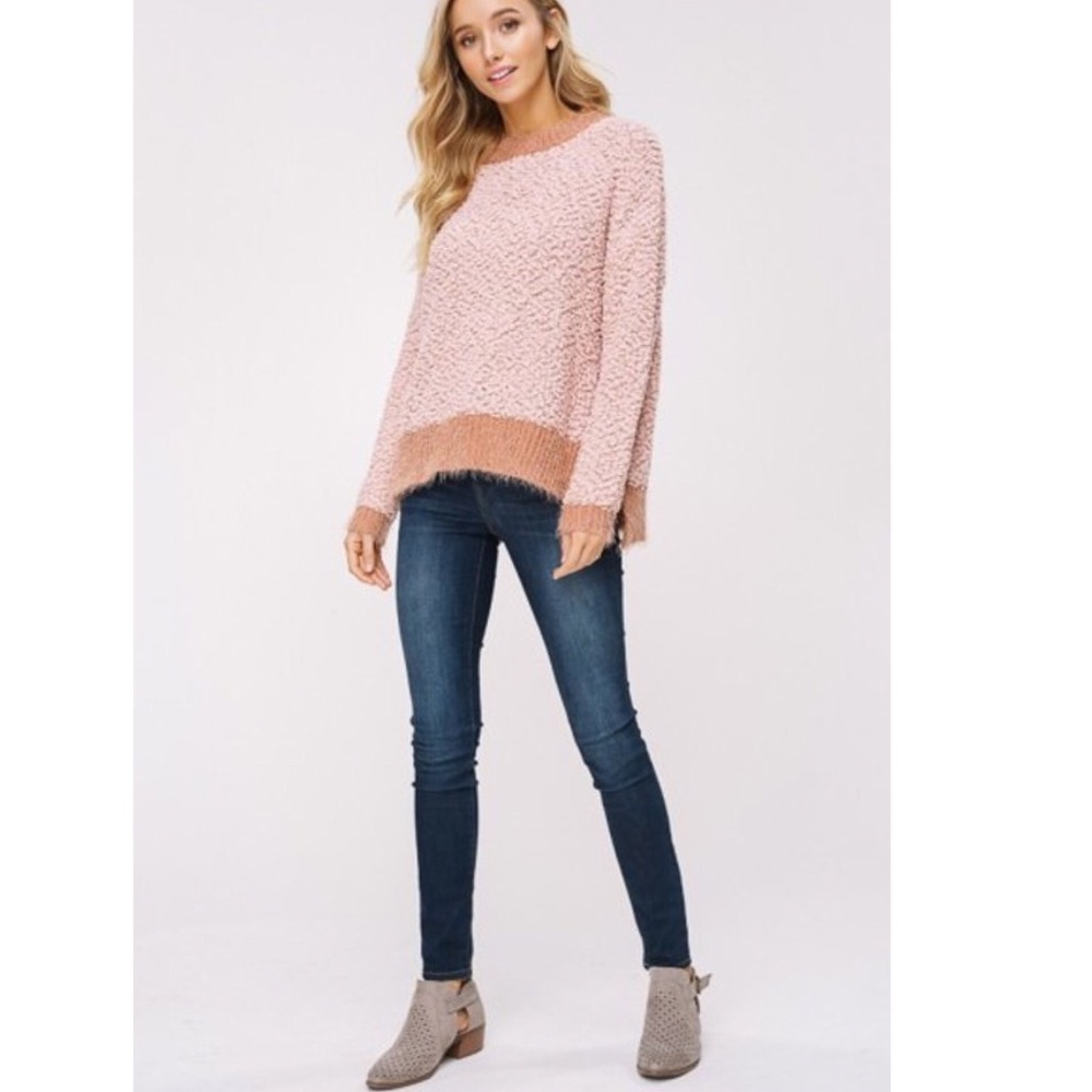 Accepting Offers 🌷Blush Two Tone Popcorn Sweater - Picture 3 of 6